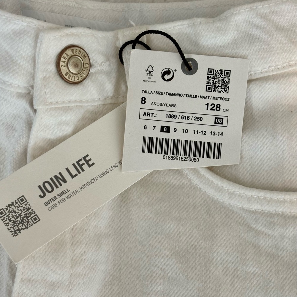 Zara Girls White Wide Leg Jeans Size 8 - Picture 3 of 3